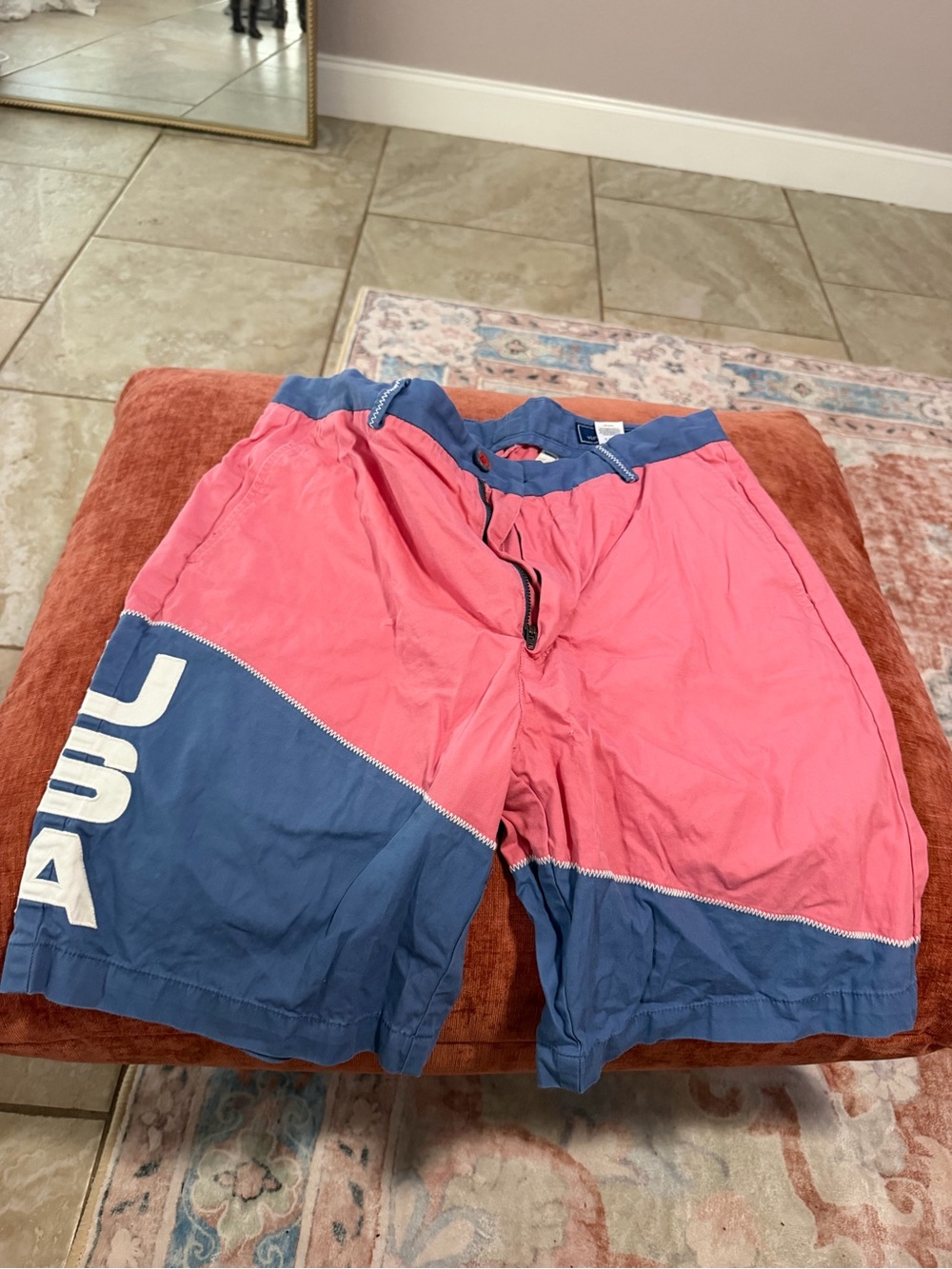 Vineyard Vines Pink and Blue Men’s Colorblock Swim Board Shorts